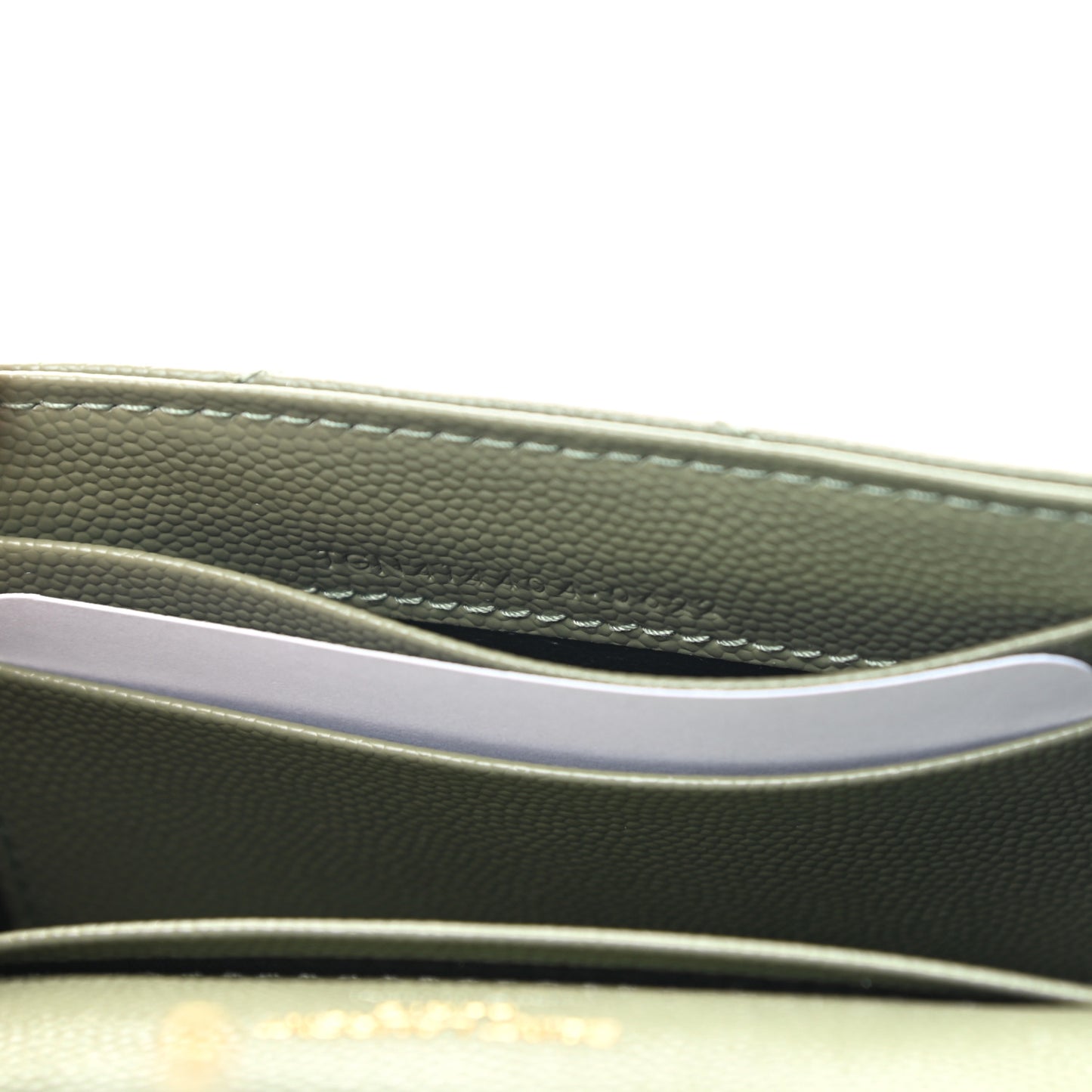 Grain De Poudre Matelasse Chevron Small Monogram Envelope Wallet Light Sage
