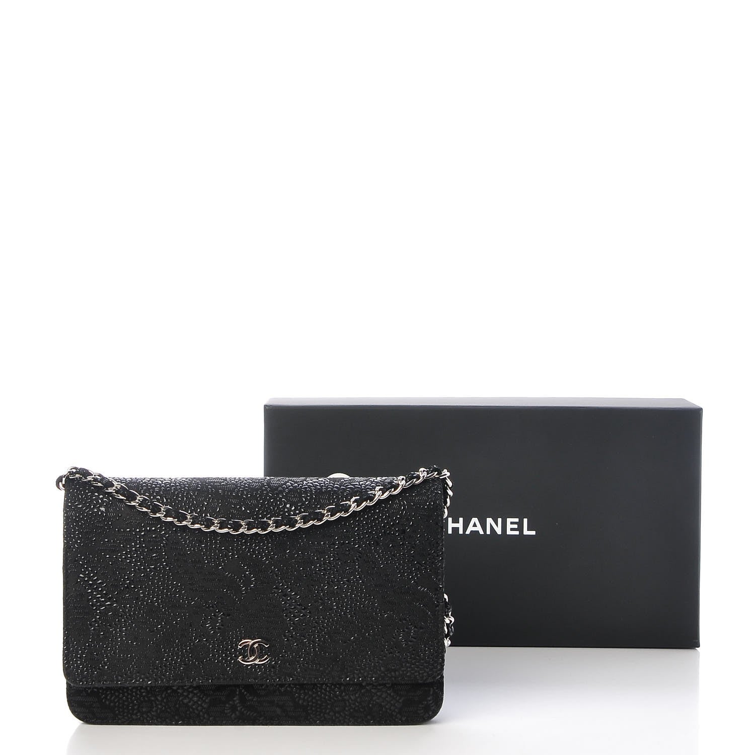 Chanel Suede Wallet on Chain WOC Black 8 of 8