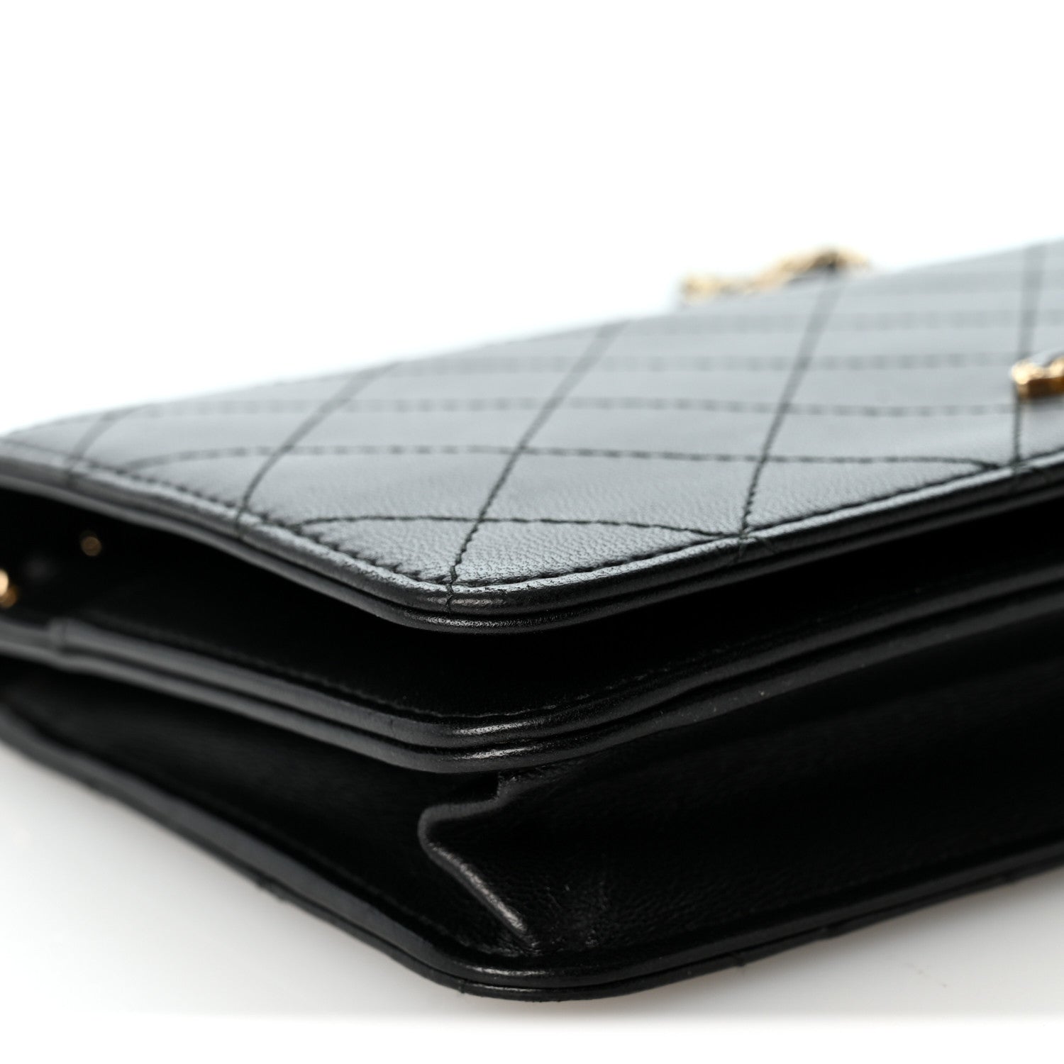 Chanel Lambskin Quilted Enamel CC Wallet on Chain WOC Black 9 of 11