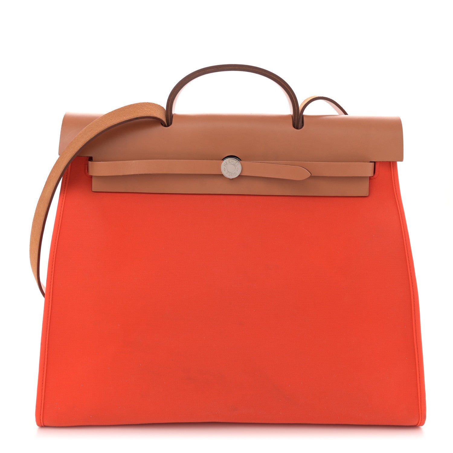 Hermes Vache Hunter Toile Herbag Zip 39 MM Orange Natural 1 of 14