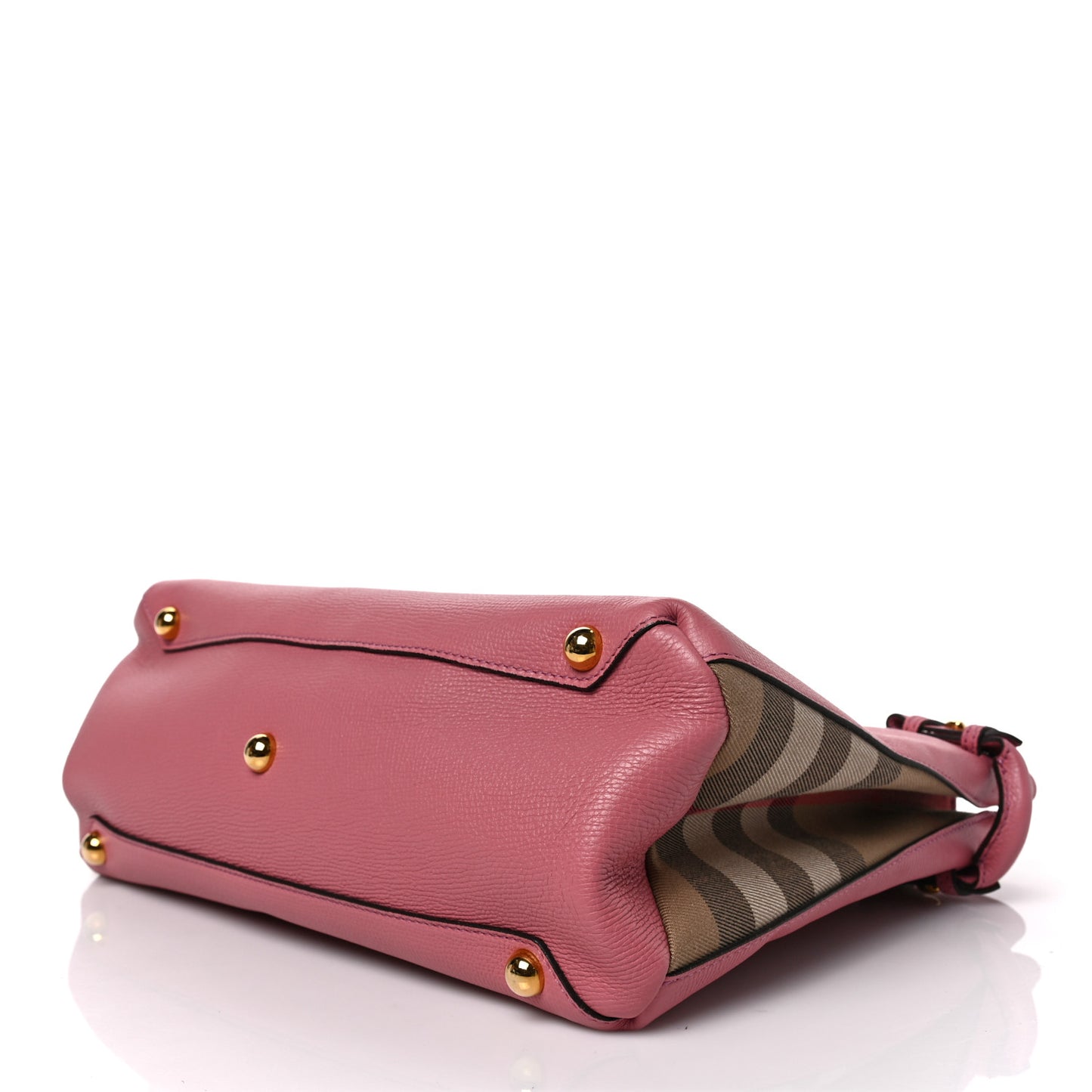 Grainy Calfskin House Check Medium Banner Tote Mauve Pink