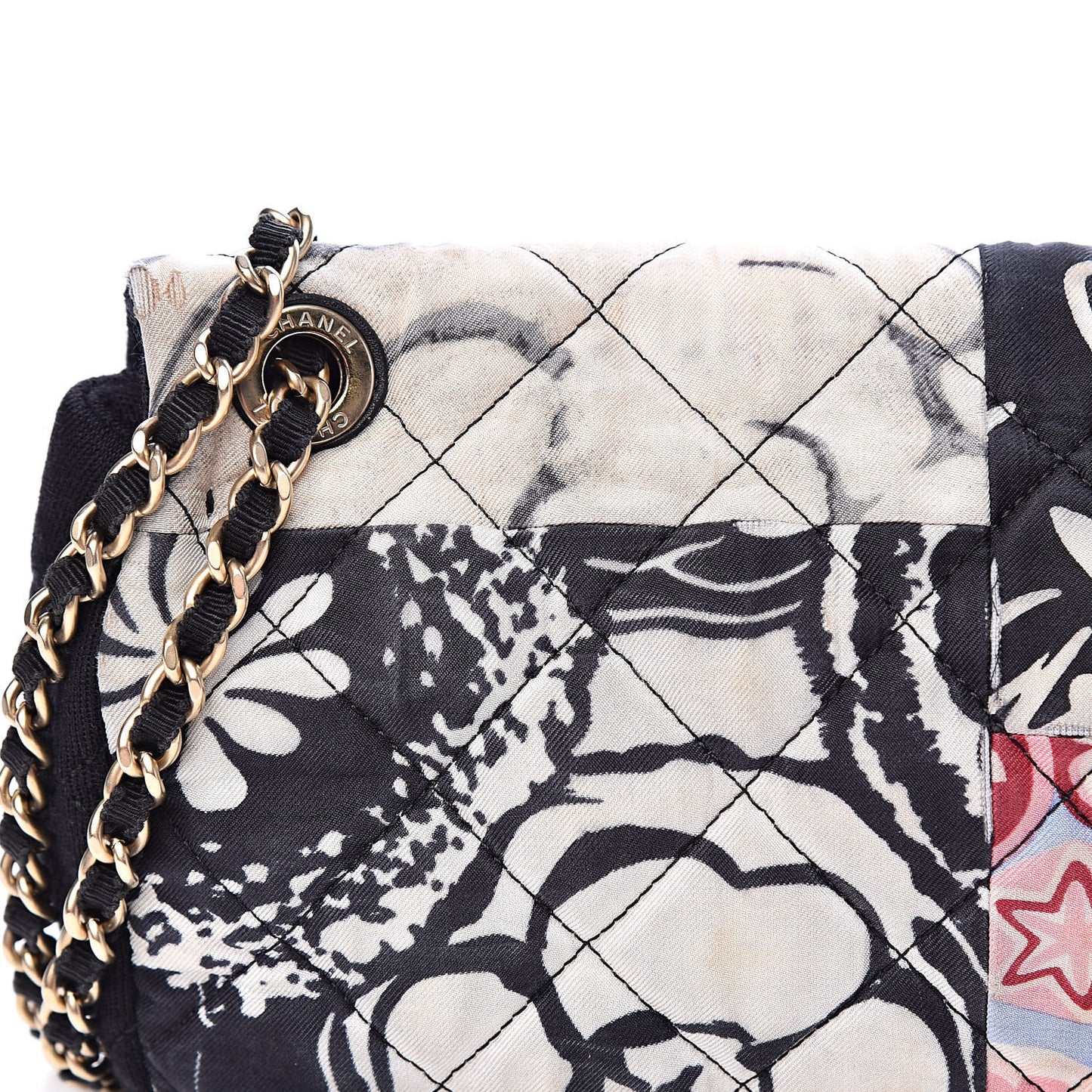 Fabric Quilted Patchwork Mini Rectangular Flap Red Black White