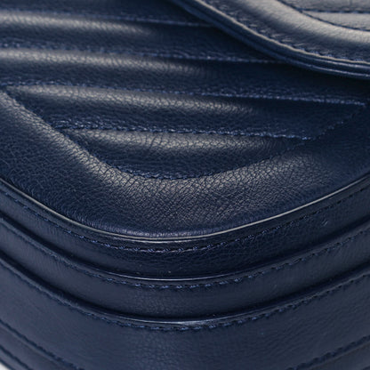 Chanel Calfskin Chevron Quilted Messenger Flap Navy 10 of 20