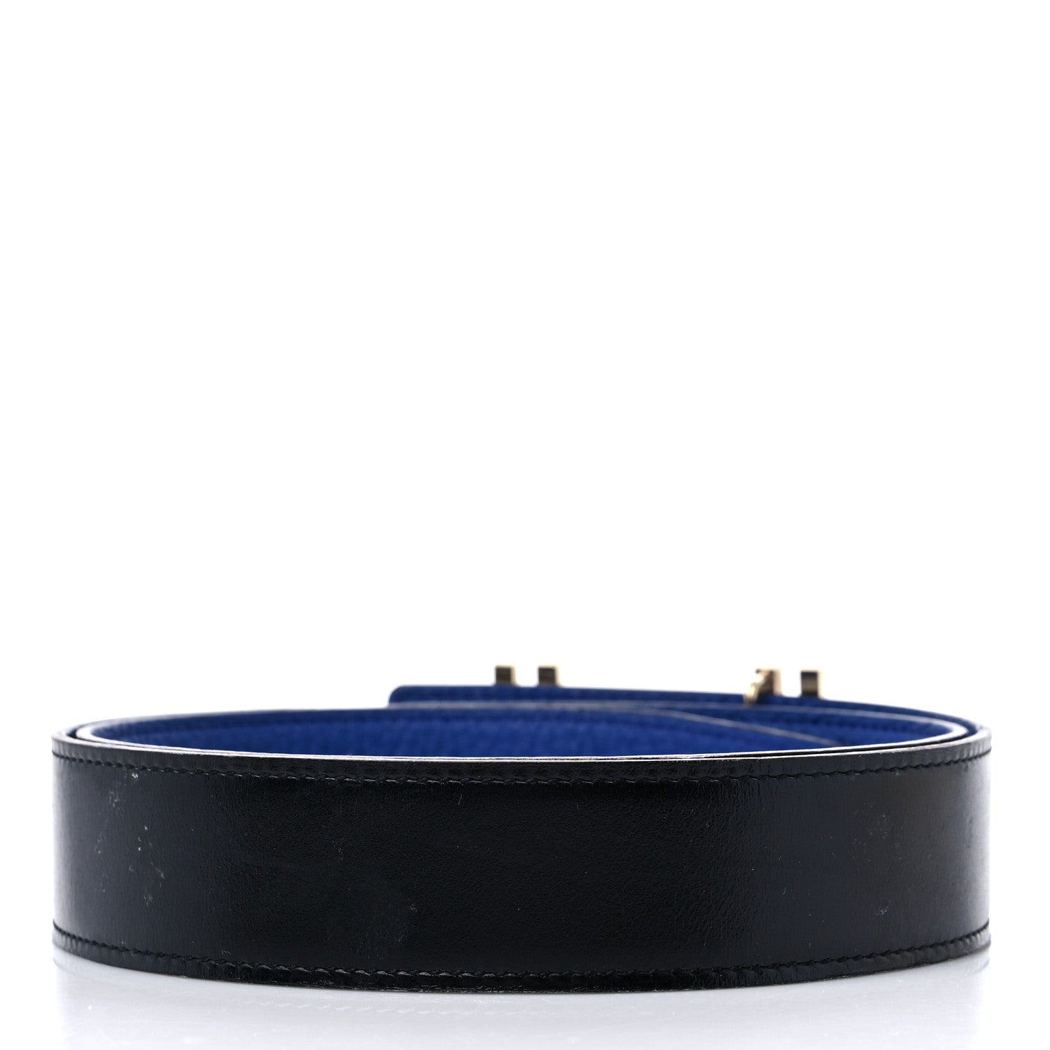 Hermes Box Togo 32mm Au Carre H Belt 80 32 Black Bleu Electrique 2 of 6