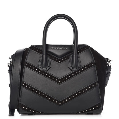 Givenchy Calfskin Suede Mini Studded Chevron Antigona Black 1 of 8