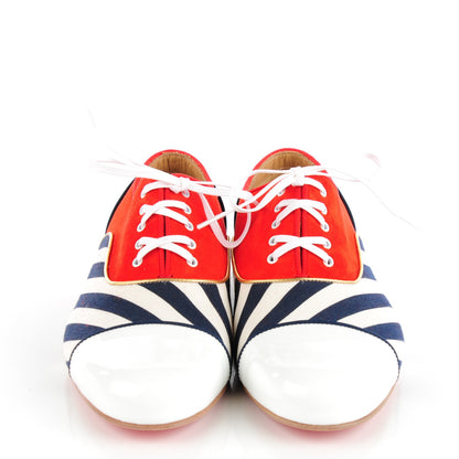 Christian Louboutin Suede Patent Calfskin Canvas John John Mens Flat Oxfords 43 Navy 2 of 8