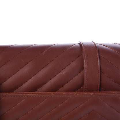 Saint Laurent Smooth Calfskin Matelasse Chevron Large Monogram Satchel Brown 15 of 17