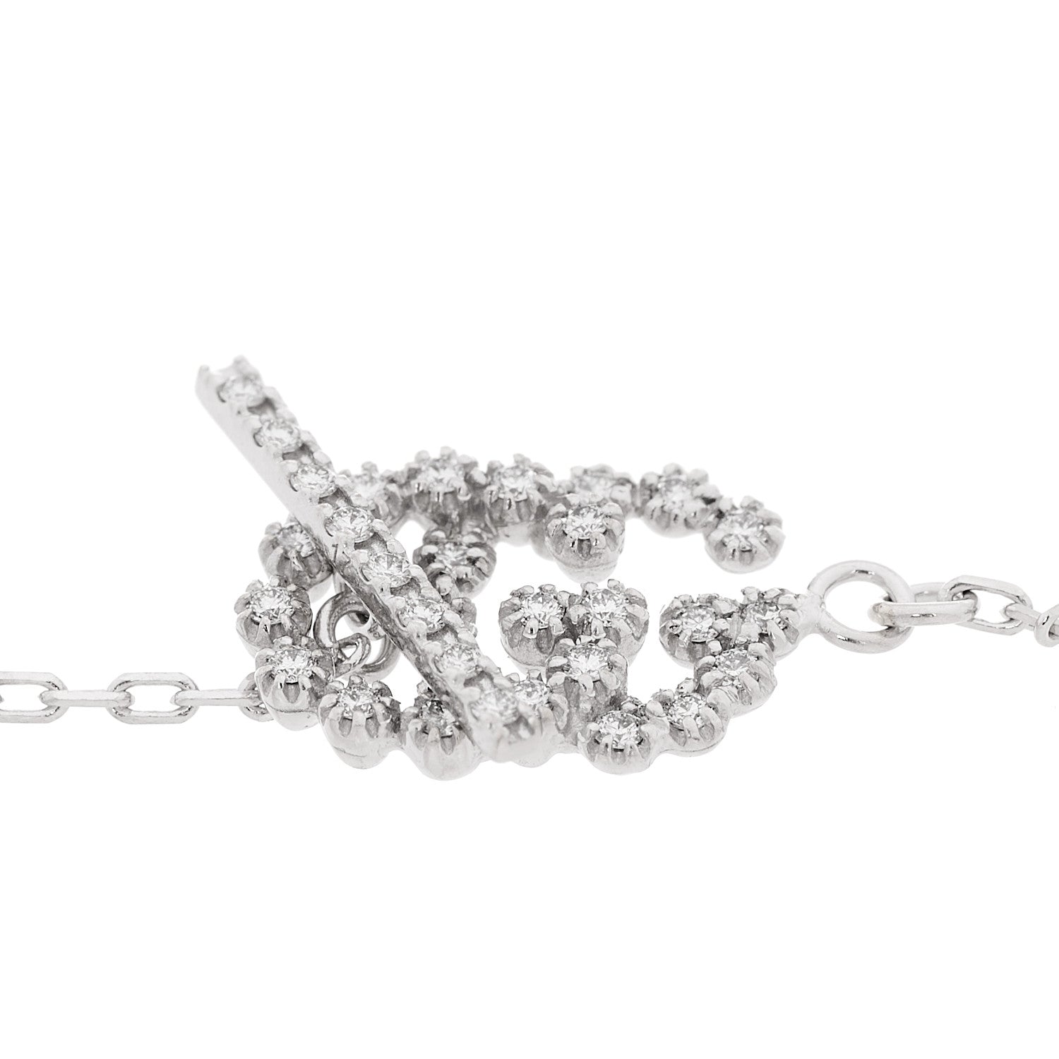 Gucci 18K White Gold Diamond GG Running Bracelet 4 of 5