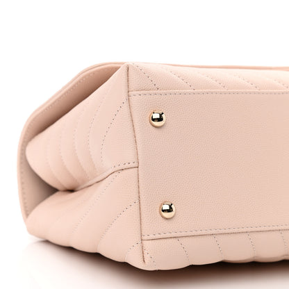 Chanel Caviar Chevron Quilted Small Coco Handle Flap Beige 9 of 11
