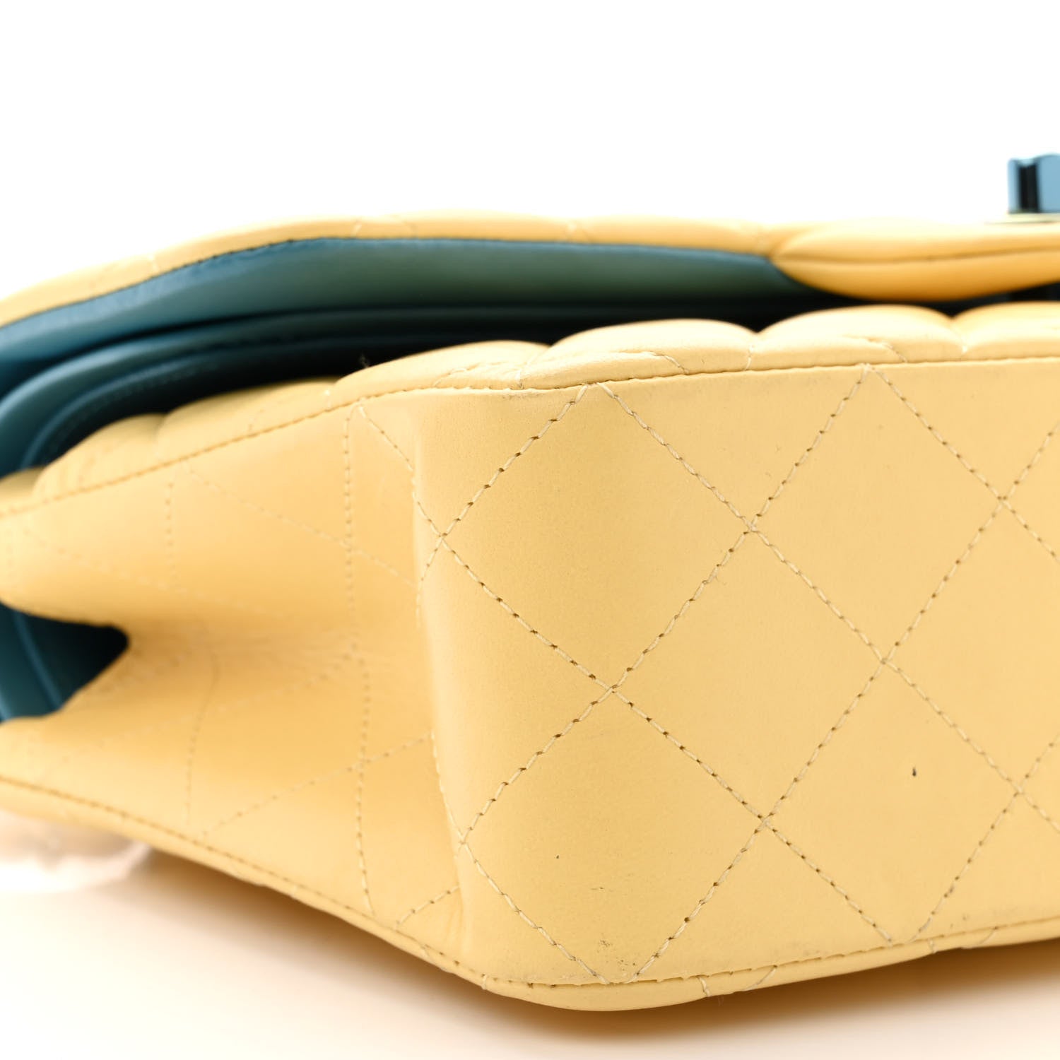 Chanel Lambskin Quilted Small Double Flap Yellow Blue 9 of 12