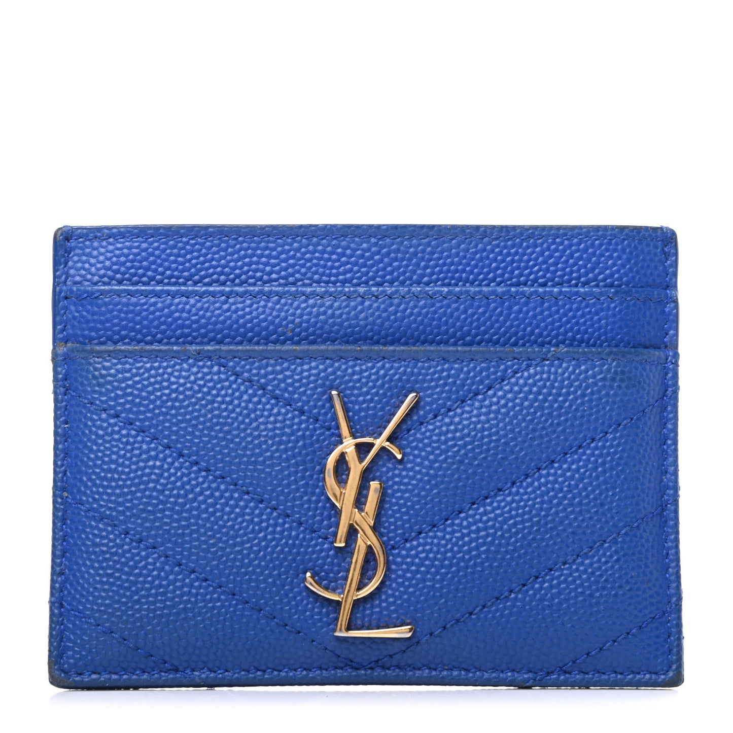 Grain De Poudre Matelasse Monogram Credit Card Case Blue Majorelle