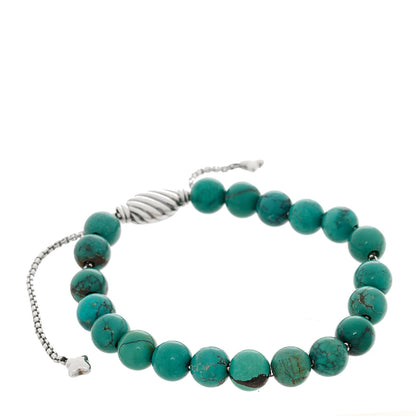 David Yurman Sterling Silver Turquoise 8mm Spiritual Beads Adjustable Bracelet 2 of 3