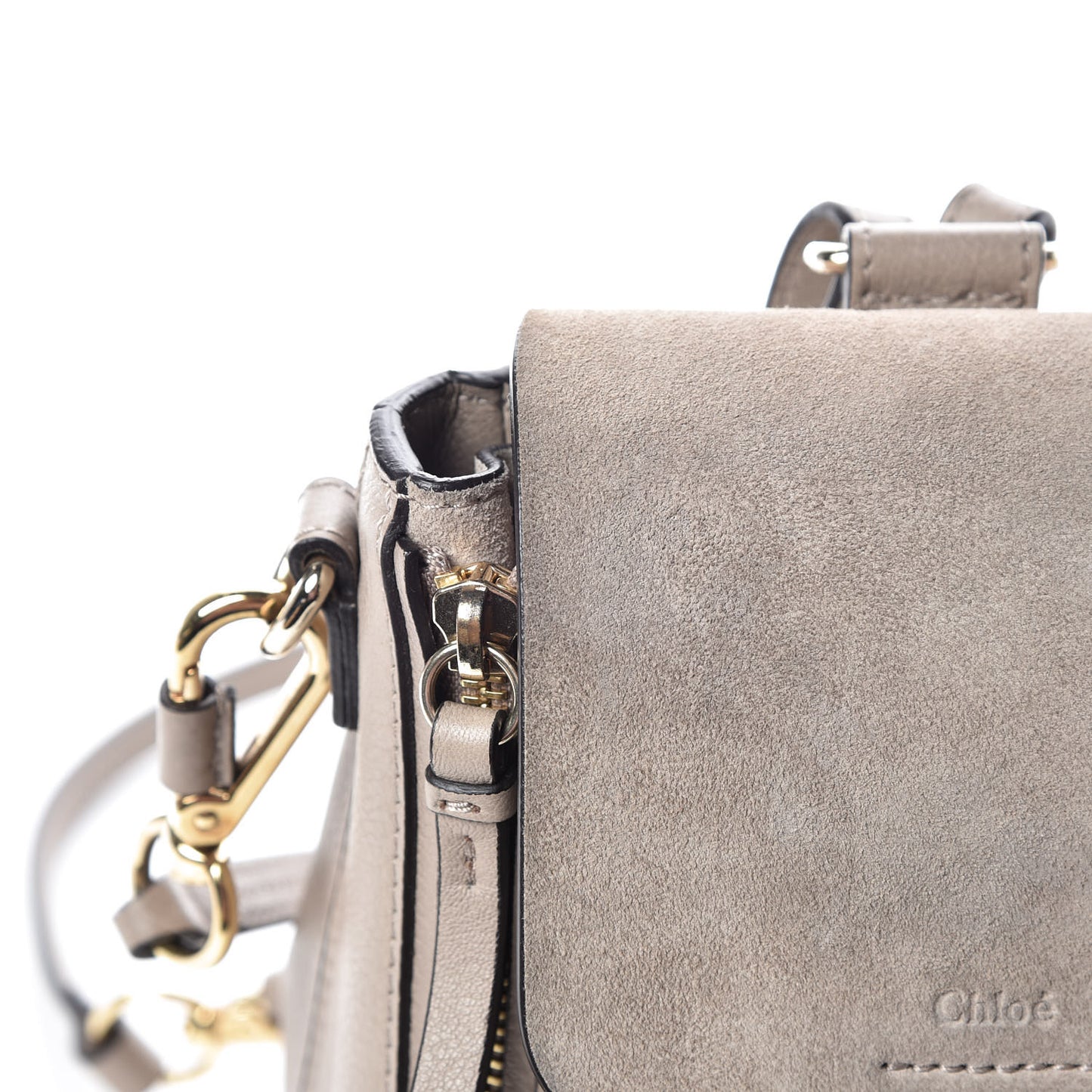 Suede Calfskin Mini Faye Backpack Motty Grey