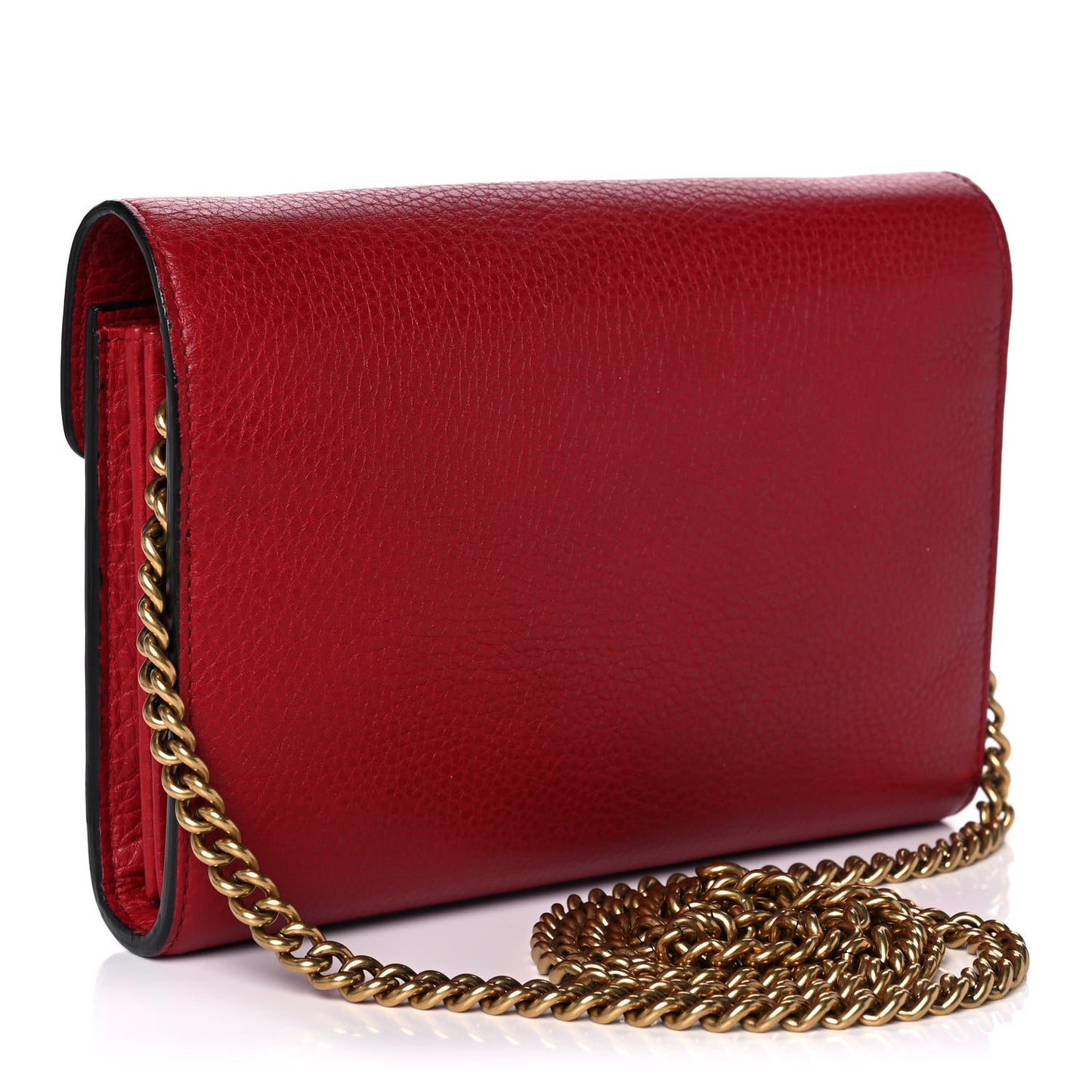 Calfskin GG Marmont Chain Wallet Vulcanic Red