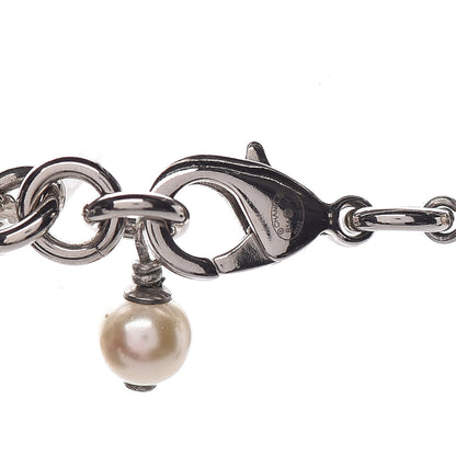 Chanel Crystal Pearl CC Long Necklace Silver 4 of 8