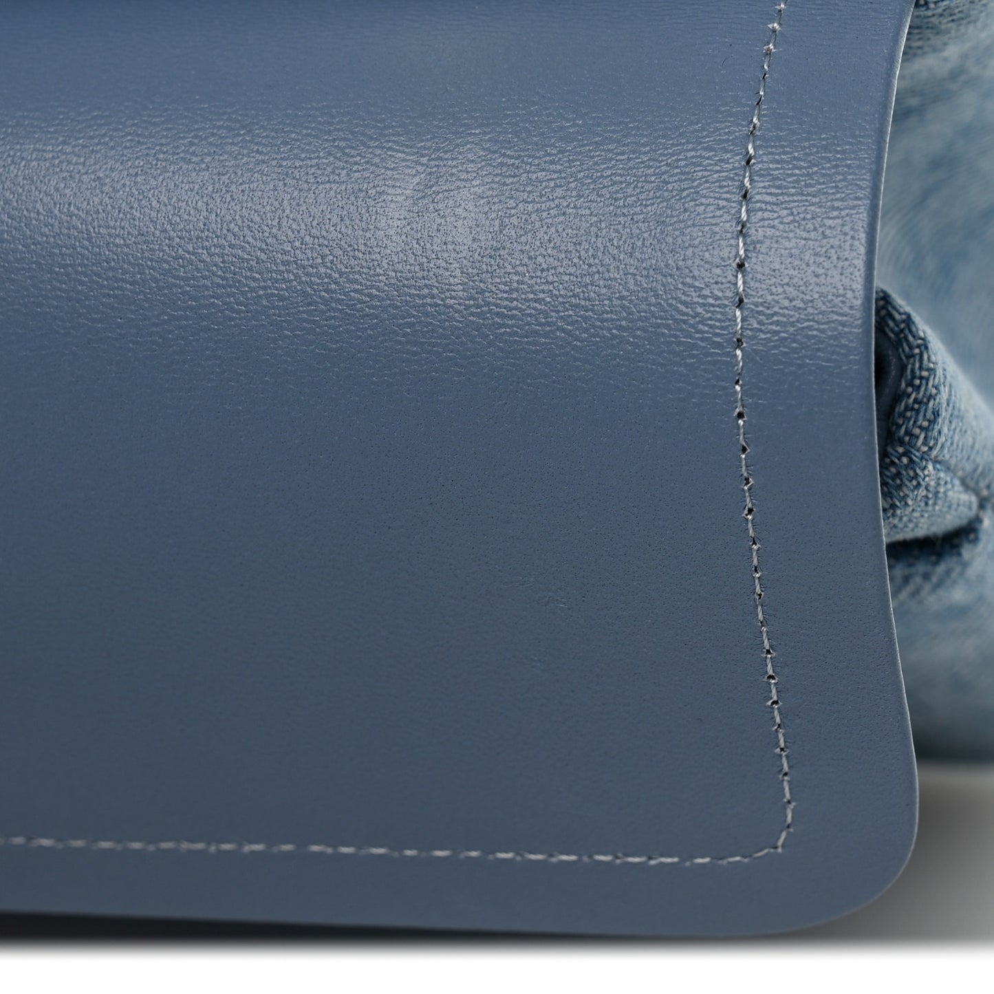 Printed Denim Quilted Small Double Flap Light Blue