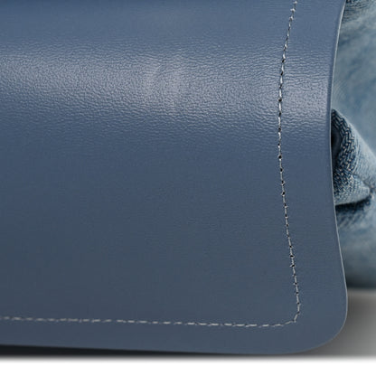 Chanel Printed Denim Quilted Small Double Flap Light Blue 11 of 12