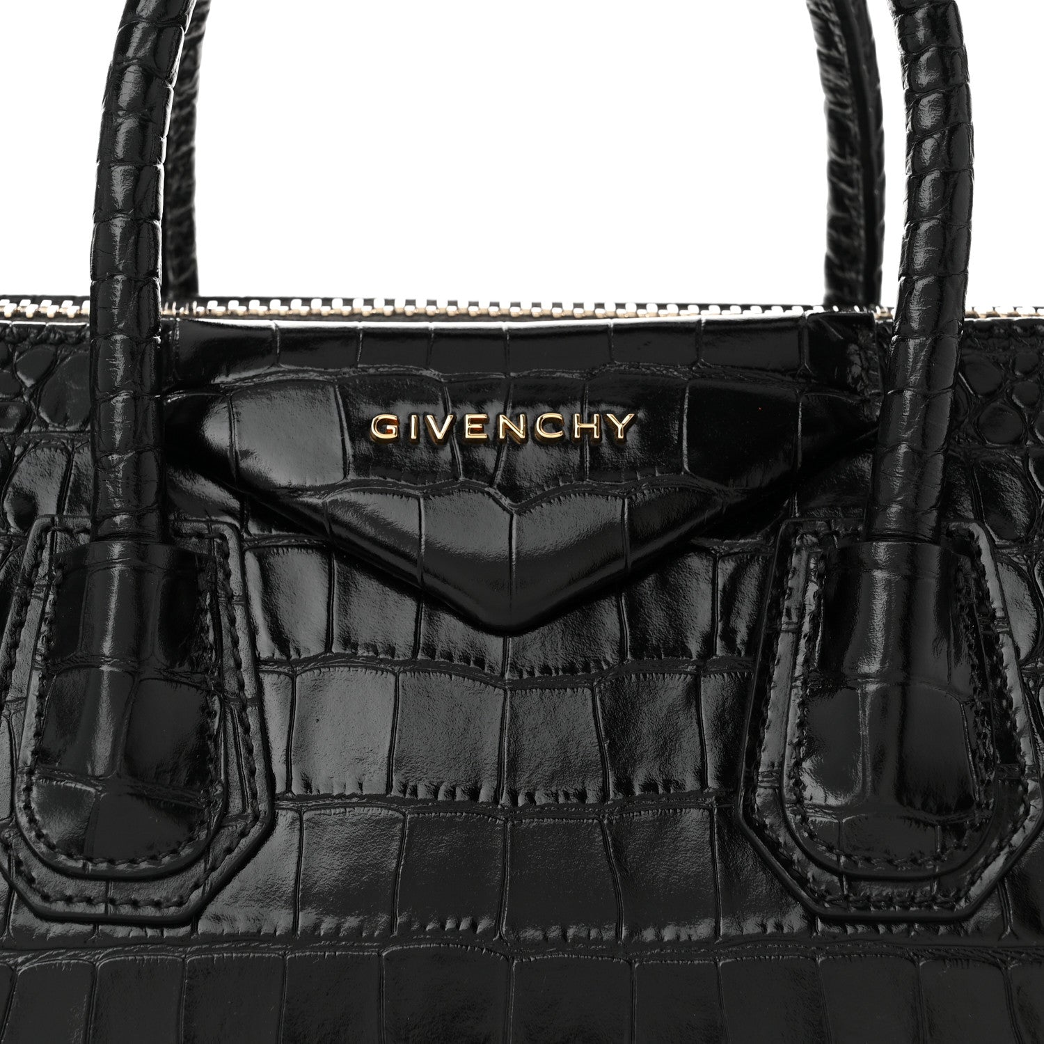 Givenchy Calfskin Crocodile Embossed Small Antigona Black 8 of 10