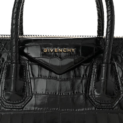 Givenchy Calfskin Crocodile Embossed Small Antigona Black 8 of 10