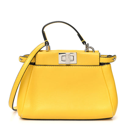 Fendi Shiny Nappa Micro Peekaboo Iconic Satchel Sunflower 2 of 17
