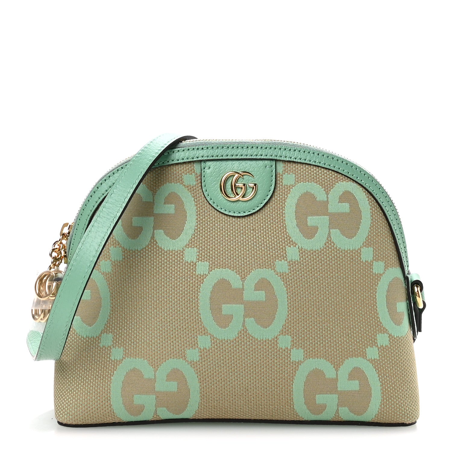 Gucci Monogram Jumbo GG Textured Dollar Calfskin Small Ophidia Dome Shoulder Bag Beige Pepperlight Mint 1 of 10