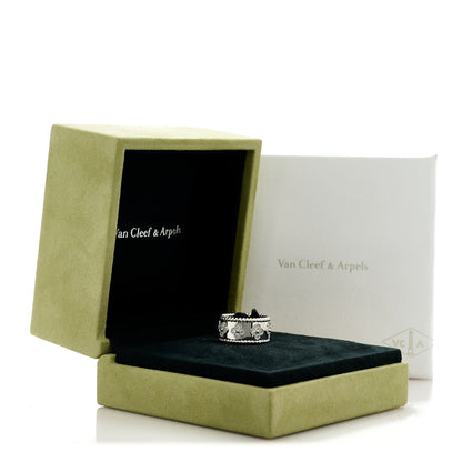 Van Cleef & Arpels 18K White Gold Diamond Medium Perlee Clover Band Ring 52 6 5 of 5
