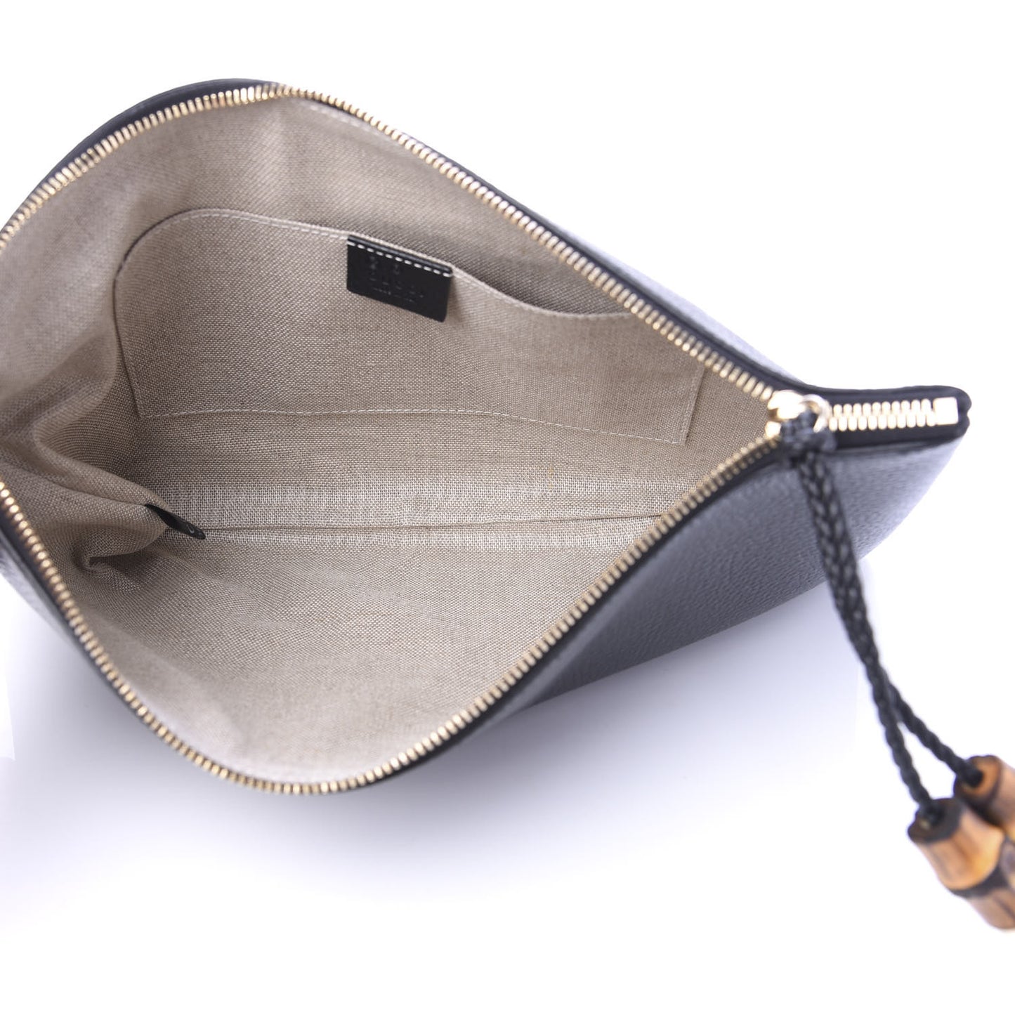 Pebbled Calfskin Large Bamboo Clutch Black
