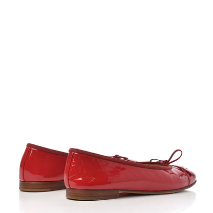 Chanel Patent CC Cap Toe Ballerina Flats 37.5 Red 4 of 17