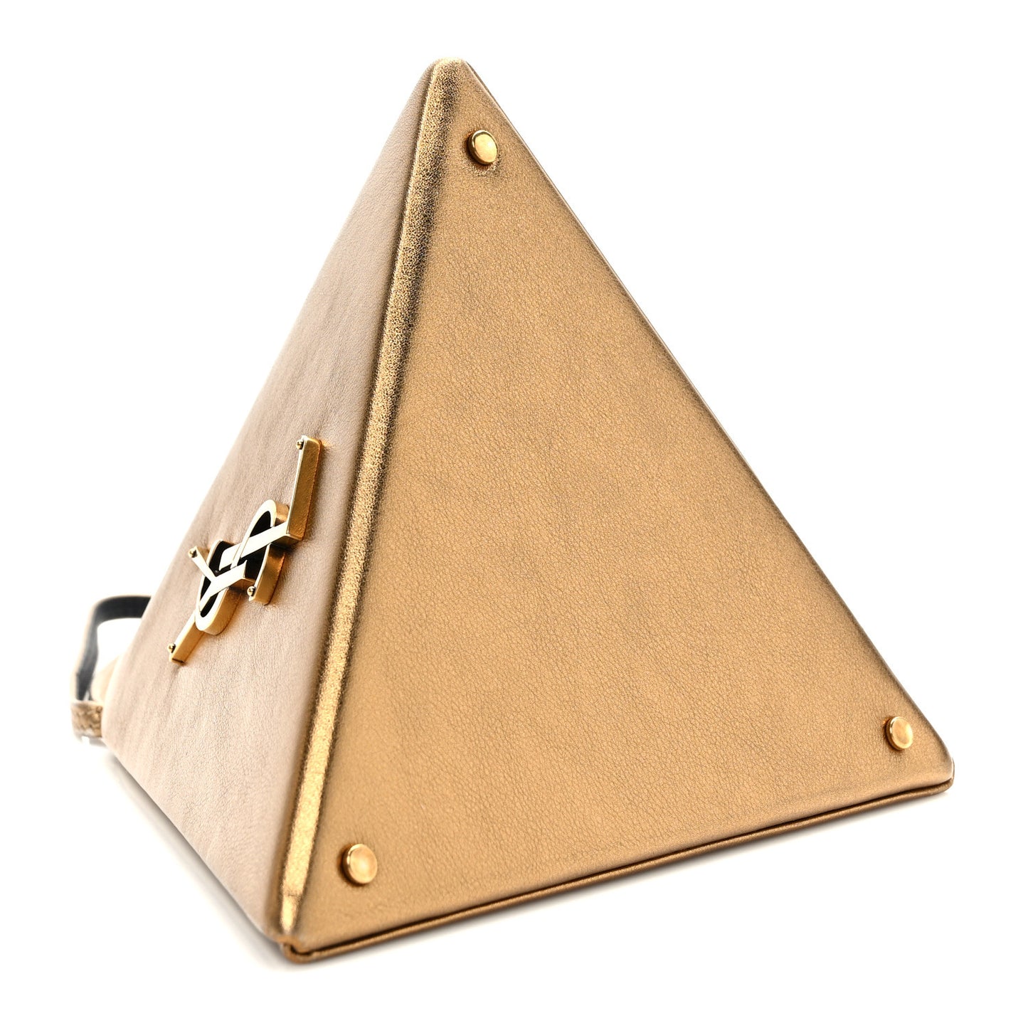 Metallic Lambskin Pyramid Clutch Brome