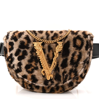 Versace Faux Fur Leopard Virtus Belt Bag Black 8 of 10