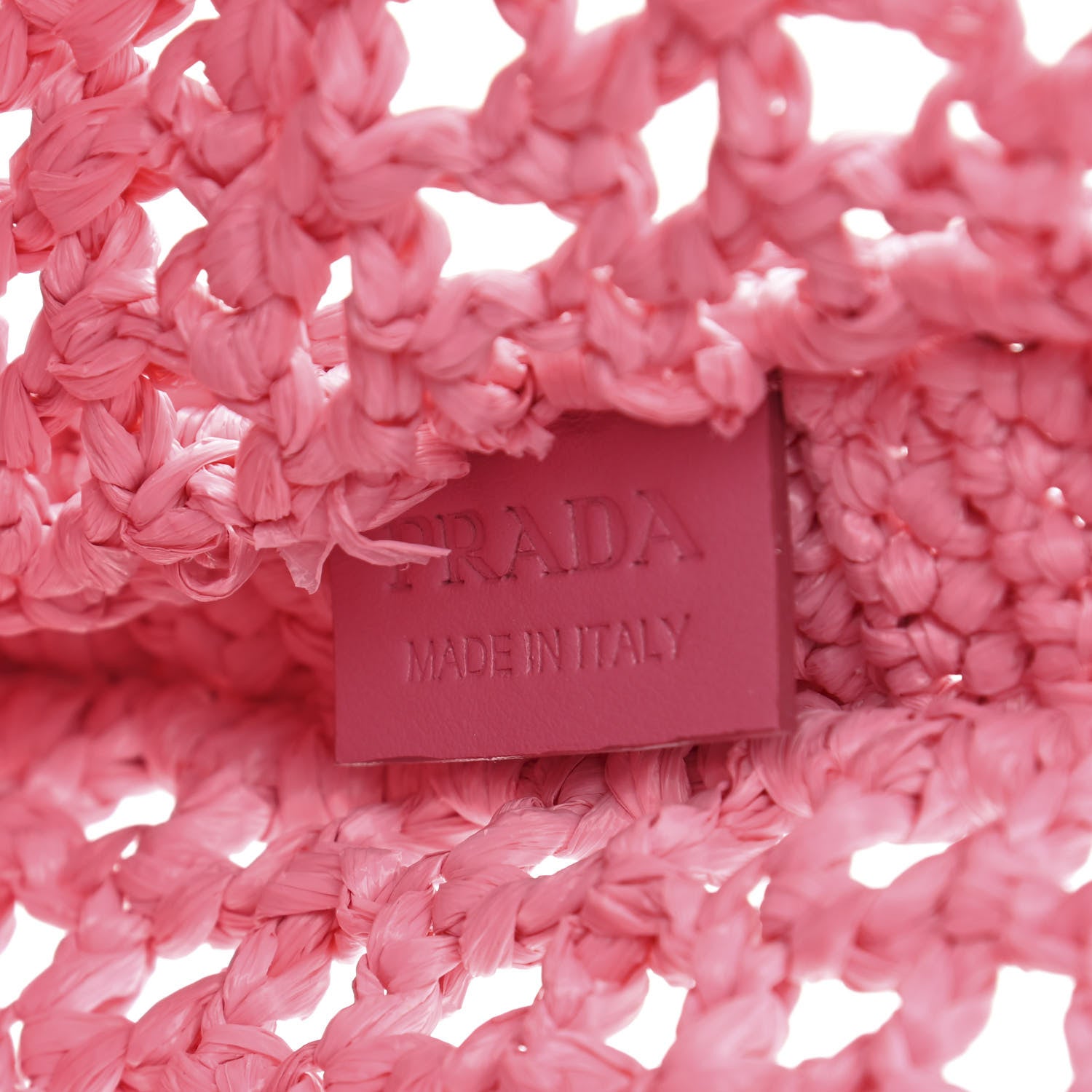 Prada Yarn Raffia Effect Crochet Logo Embroidered Tote Bag Petalo 6 of 9