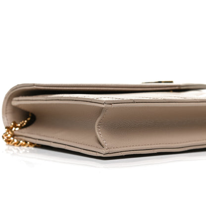 Saint Laurent Grain De Poudre Matelasse Chevron Monogram Envelope Chain Wallet Taupe 8 of 10