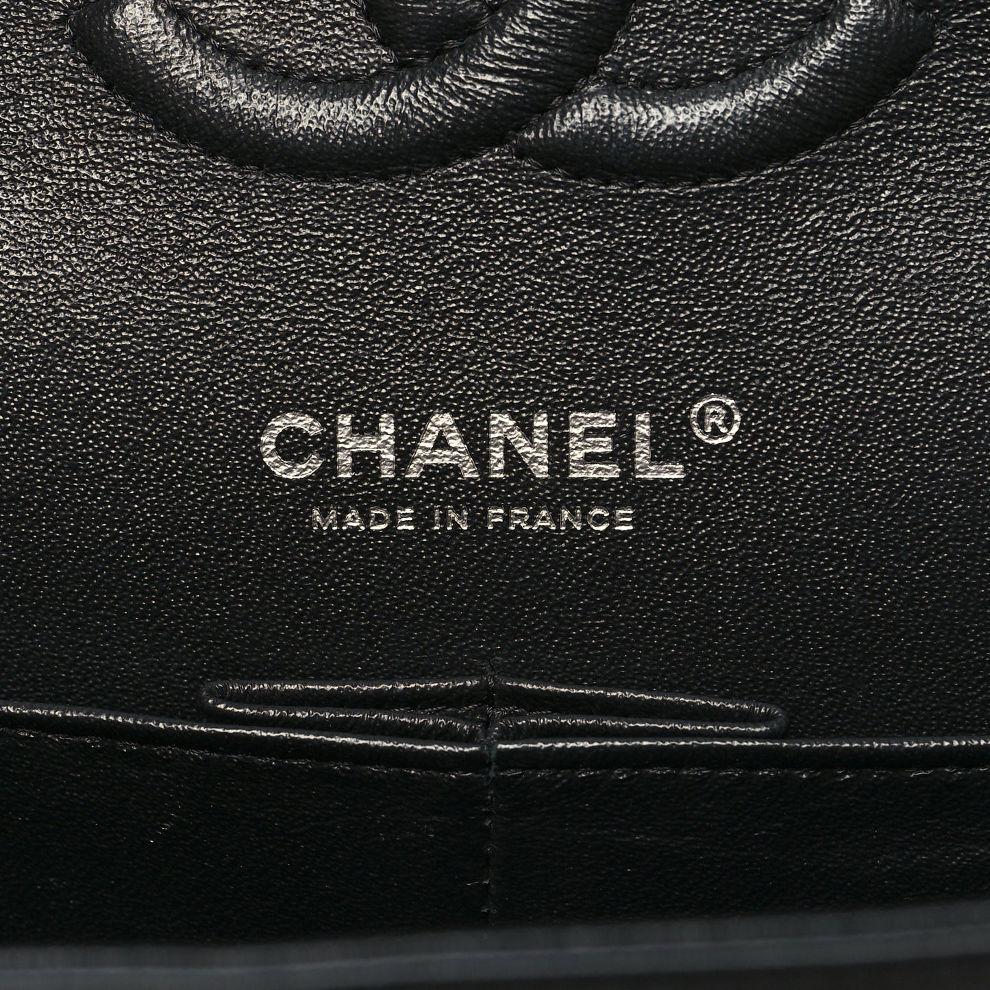 Patent Calfskin Quilted Bi-Color Medium Double Flap Navy Blue Black