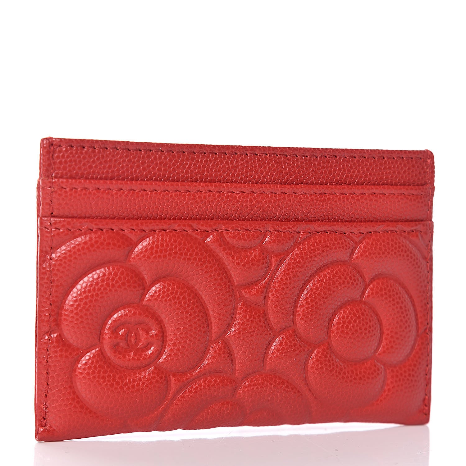 Chanel Caviar Camellia Embossed Card Holder Red 5 of 16