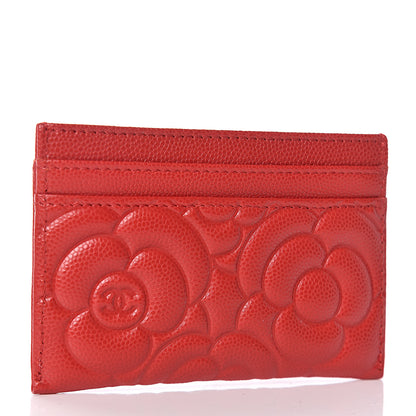 Chanel Caviar Camellia Embossed Card Holder Red 5 of 16