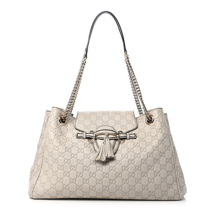 Gucci Guccissima Signature Medium Emily Shoulder Bag Mystic White 1 of 5