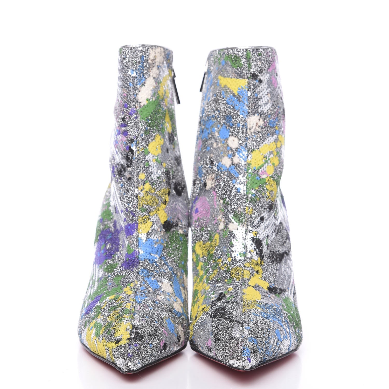 Christian Louboutin Paillette Splash So Kate Booty 85 Ankle Boots 37.5 Silver Multicolor 2 of 8
