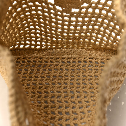 Prada Yarn Raffia Effect Crochet Logo Embroidered Tote Bag Naturale 5 of 8