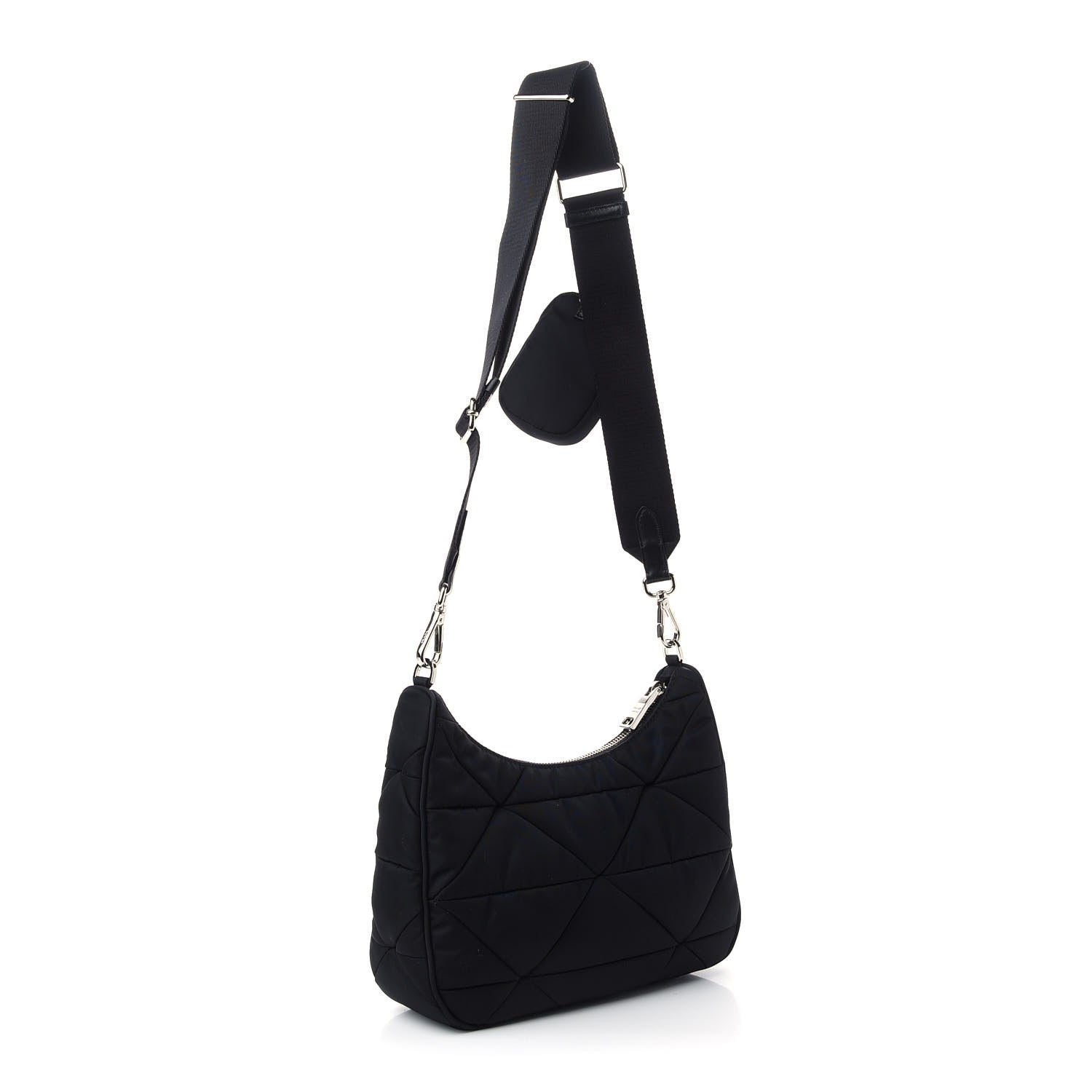 Prada Re-Nylon Triangle Padded Patchwork Shoulder Bag Black 3 of 9