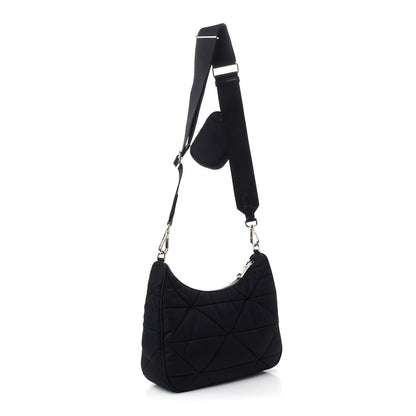 Prada Re-Nylon Triangle Padded Patchwork Shoulder Bag Black 3 of 9