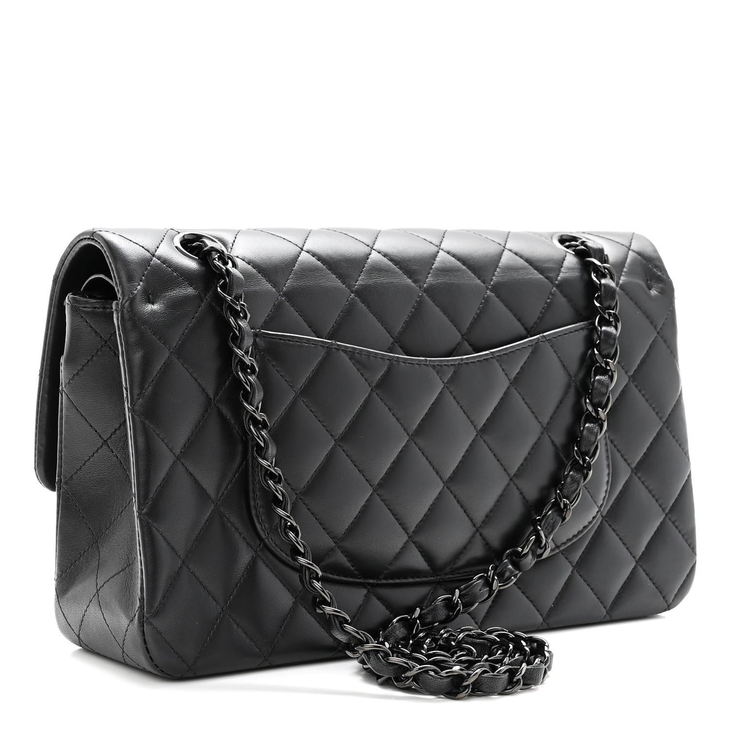 Lambskin Quilted Medium Double Flap So Black