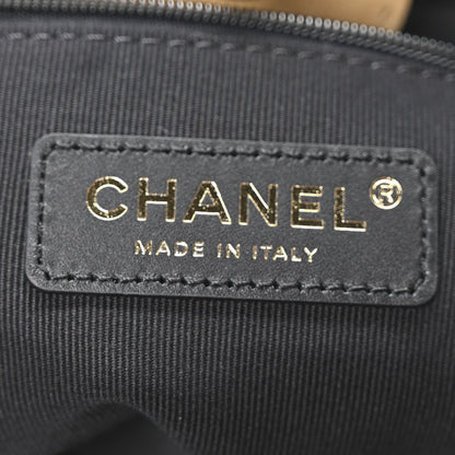 Chanel Suede Calfskin Shiny Lambskin Quilted Small Coco Base Shopping Bag Beige Black 6 of 11