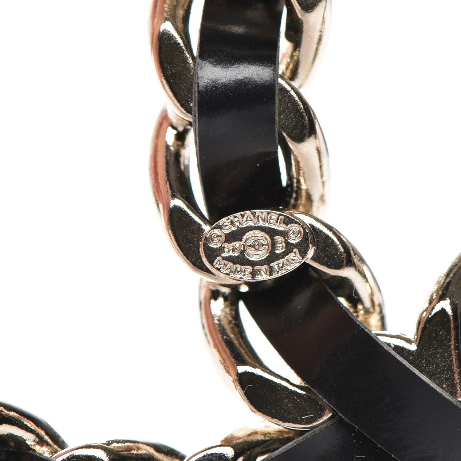 Chanel Lambskin Crystal Chain CC Charms Brooch Black Gold 3 of 4