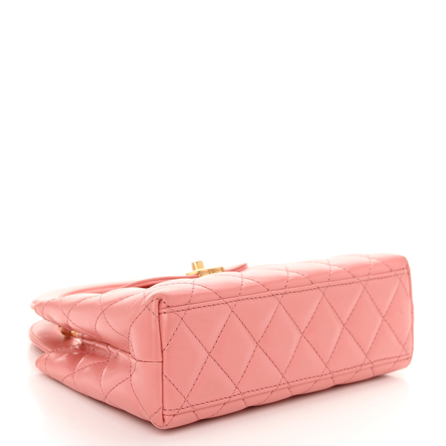 Chanel Shiny Aged Calfskin Quilted Nano Kelly Shopper Coral Pink 4 of 12