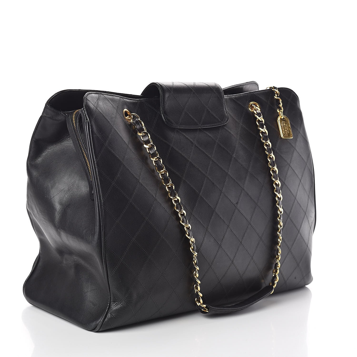 Chanel Calfskin Stitched XL Weekender Black 3 of 12