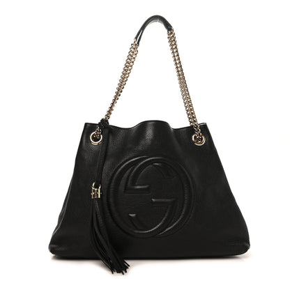 Gucci Pebbled Calfskin Medium Soho Chain Shoulder Bag Black 1 of 9