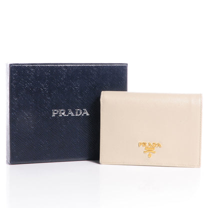 Prada Saffiano Metal Bi-Fold Wallet Cera 9 of 9