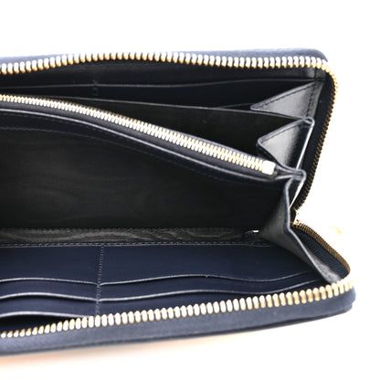 Gucci Canvas Azalea Calfskin Horsebit 1955 Zip Around Wallet Beige Blue 6 of 9