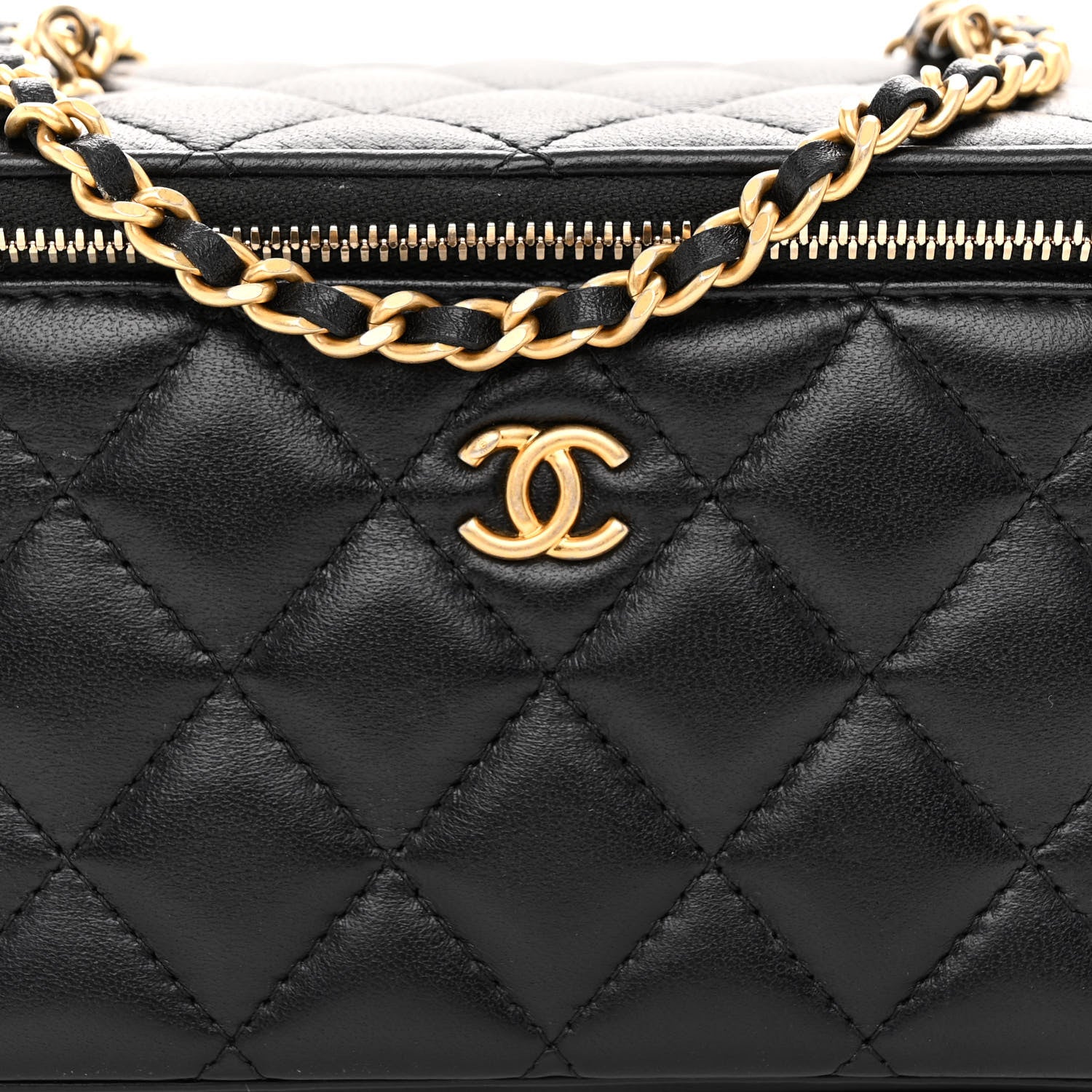 Chanel Lambskin Quilted Pearl Crush Small Vanity Case With Chain Black 8 of 10