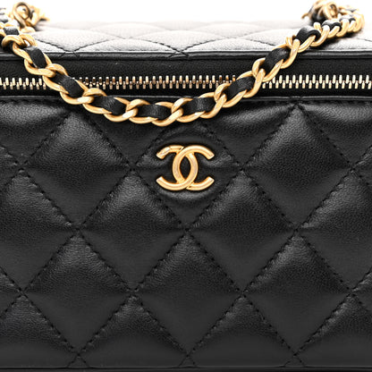 Chanel Lambskin Quilted Pearl Crush Small Vanity Case With Chain Black 8 of 10